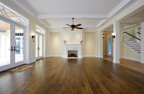 Living Room With No Furniture And Wooden Floors